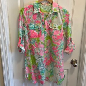 Lilly Pulitzer Captiva Tunic In Don’t Give a Cluck Print Sz. XS